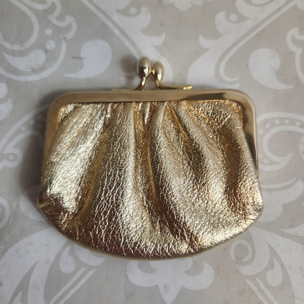 Vintage Gold and Tan Coin Purse - Picture 2 of 5